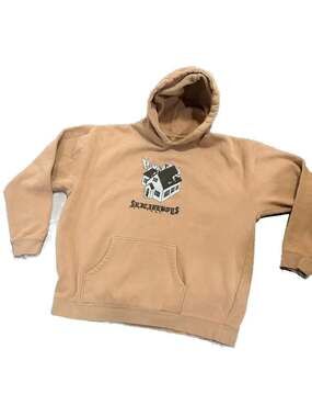 G59 Records $uicideboy$ Burning Church Graphic Hoodie Tan Size XL